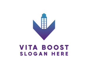 Blue Gradient V Tower logo design