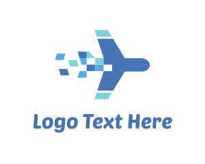 Aeroplane - Plane Travel Pixel logo design