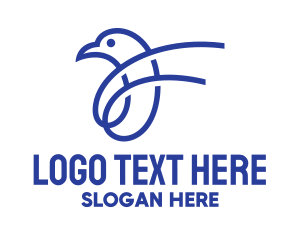 Seabird - Blue Seagull Bird logo design