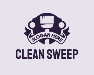 Sweeper - Broom Shield Banner logo design