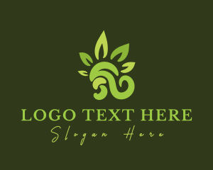 Sauna - Green Leaf Wave logo design