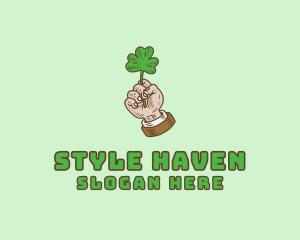 Good Luck - Irish Clover Hand logo design