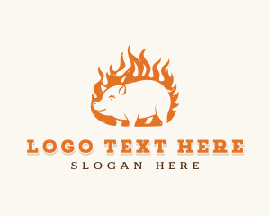 Grilling - Pork Flame Grill logo design