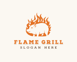 Grilling - Pork Flame Grill logo design