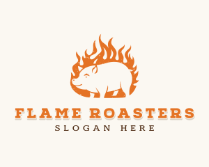 Roasting - Pork Flame Grill logo design