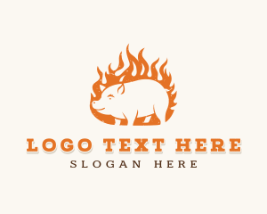 Flaming - Pork Flame Grill logo design