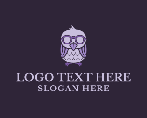 Purple - Owl Bird Glasses logo design