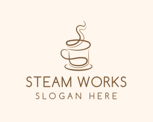 Steam - Brown Coffee Cup logo design