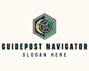 Moon Compass Navigation logo design