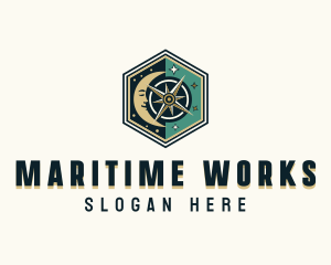 Moon Compass Navigation logo design