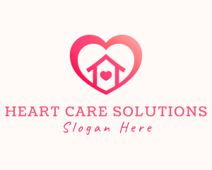 Love House Heart logo design