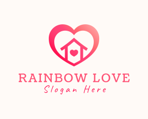 Love House Heart logo design