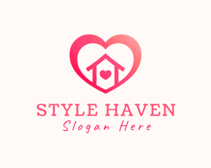 Romantic - Love House Heart logo design