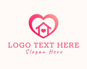 Pink - Love House Heart logo design