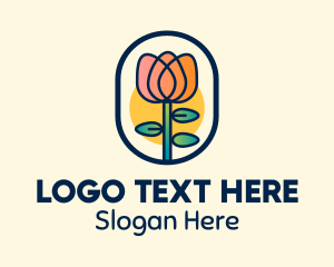 Spring Season - Tulip Flower Plant Badge logo design