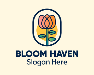Floriculture - Tulip Flower Plant Badge logo design