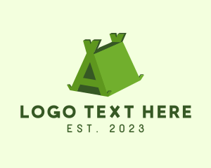 Hiking - Green Tent Letter A logo design