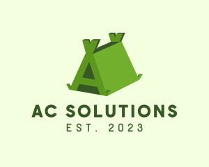 Green Tent Letter A logo design