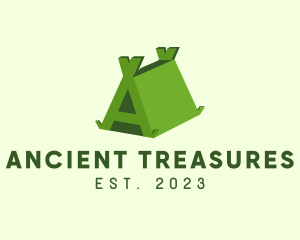 Green Tent Letter A logo design