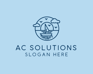 Sailing Ocean Boat Yacht logo design