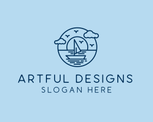 Sailing Ocean Boat Yacht logo design