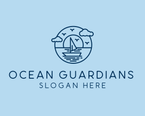 Sailing Ocean Boat Yacht logo design