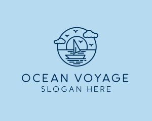 Sailing Ocean Boat Yacht logo design