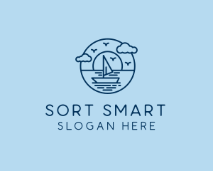 Sailing Ocean Boat Yacht logo design