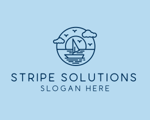 Sailing Ocean Boat Yacht logo design