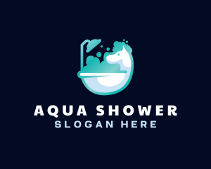 Shower - Dog Grooming Shower Bath logo design