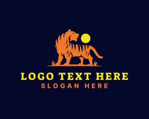 Orange Lion - Wild Feline Tiger logo design