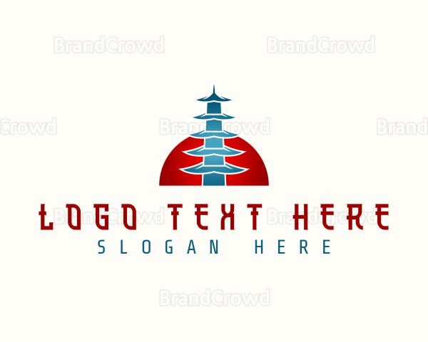 Pagoda Temple Architecture Logo