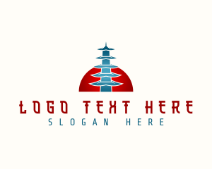 Structural - Pagoda Temple Architecture logo design