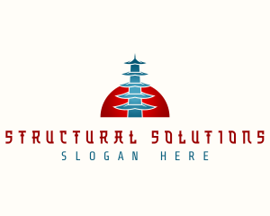 Structural - Pagoda Temple Architecture logo design