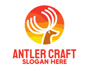 Sun Deer Antlers logo design
