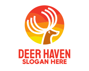 Deer - Sun Deer Antlers logo design