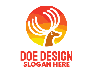 Doe - Sun Deer Antlers logo design