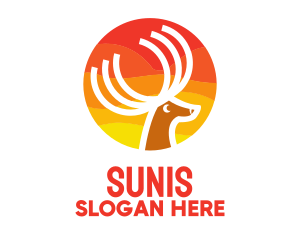 Sun Deer Antlers logo design