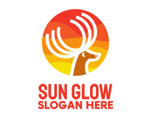 Sun Deer Antlers logo design