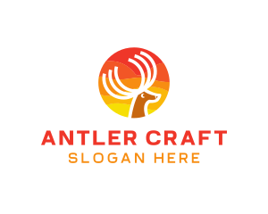 Sun Deer Antlers logo design