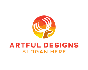 Sun Deer Antlers logo design