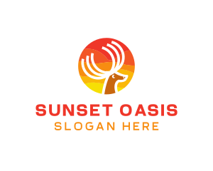 Sun Deer Antlers logo design