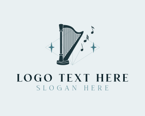 Recital - Harp Music Instrument logo design