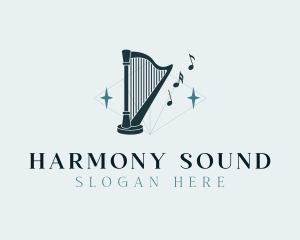 Harp Music Instrument logo design