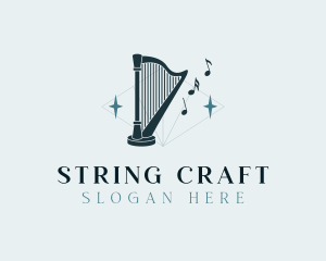 String - Harp Music Instrument logo design