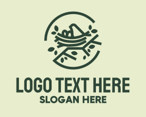 Nest - Green Bird Nest Monoline logo design