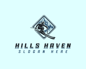 Mountain Snow Skiing logo design