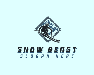 Mountain Snow Skiing logo design