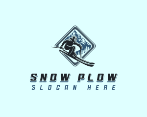 Mountain Snow Skiing logo design