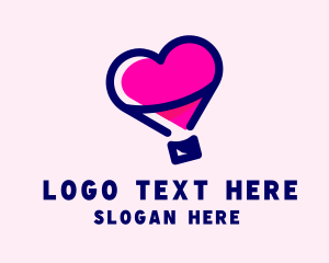 Dating App - Heart Hot Air Balloon logo design